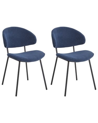 Lot de 2 chaises de salle à manger KIANA Tissu Bleu foncé