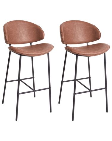 Lot de 2 chaises de bar KIANA Cuir PU Marron