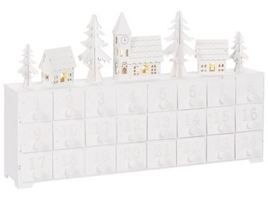 Kerstdecoratie LED MUONIO Adventskalender 24 cm Wit