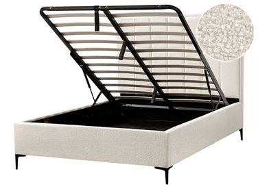 Lit ottoman Bouclé SEZANNE 140 x 200 cm Blanc cassé