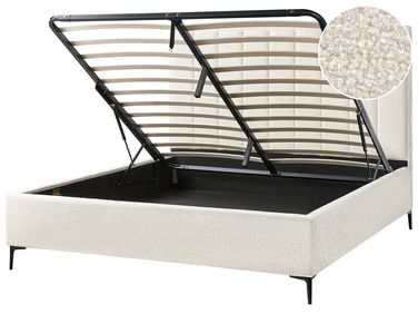 Lit ottoman Bouclé SEZANNE 180 x 200 cm Blanc cassé