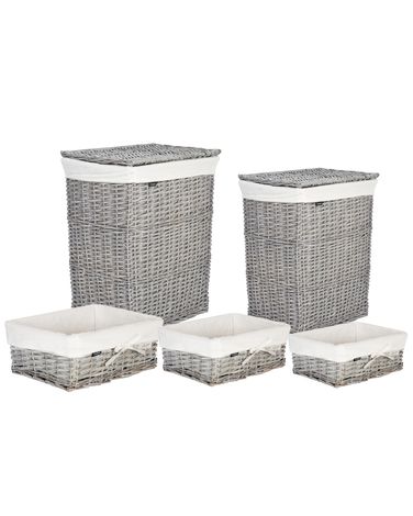 Lot de 5 paniers ELLA Bois de saule Gris 50/86 L