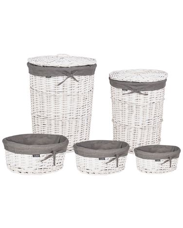 Lot de 5 paniers VAKARI Bois de saule Gris 55/89 L