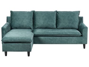 Hoekbank 3-zits ELVENES Fluweel Groenblauw rechtszijdig