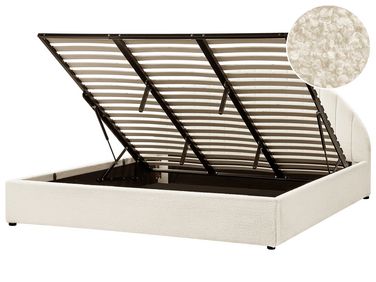 Lit ottoman Bouclé CHADENET 180 x 200 cm Blanc cassé