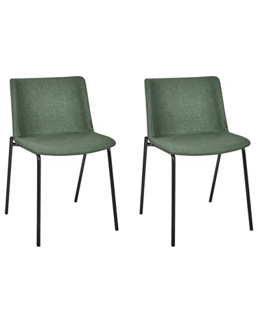 Lot de 2 chaises de salle à manger ESBON Tissu Vert foncé