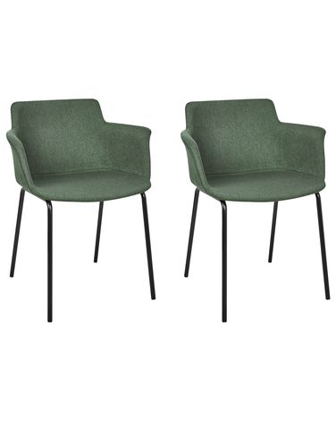 Lot de 2 chaises de salle à manger BELFIELD Tissu Vert