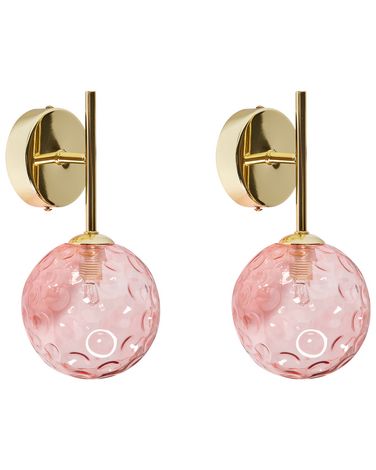 Lot de 2 lampes murales ANADYR Verre Rose