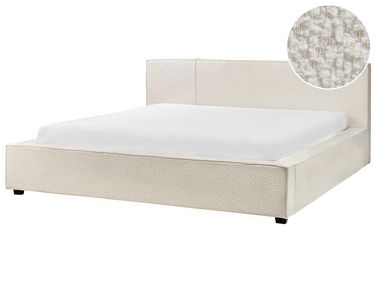 Lit avec sommier Bouclé MIRANDE 180 x 200 cm Blanc cassé