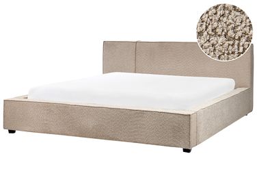 Lit avec sommier Bouclé MIRANDE 180 x 200 cm Taupe