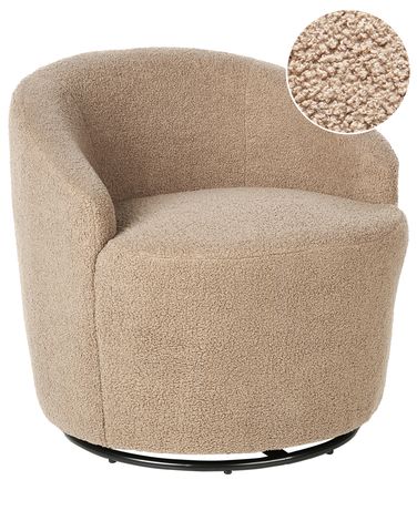 Fauteuil pivotant DAVIK Bouclé Taupe