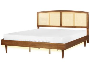 Lit avec LED Rotin VARZY 180 x 200 cm Marron