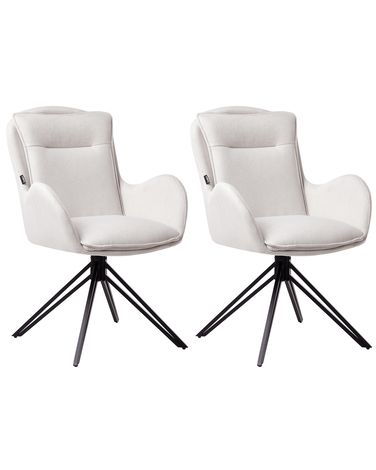 Lot de 2 chaises de salle à manger AVELAR Tissu Beige clair