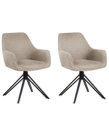 Lot de 2 chaises de salle à manger JODAR Tissu Taupe