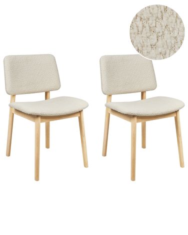 Lot de 2 chaises de salle à manger BLANE Bouclé Marron clair/blanc