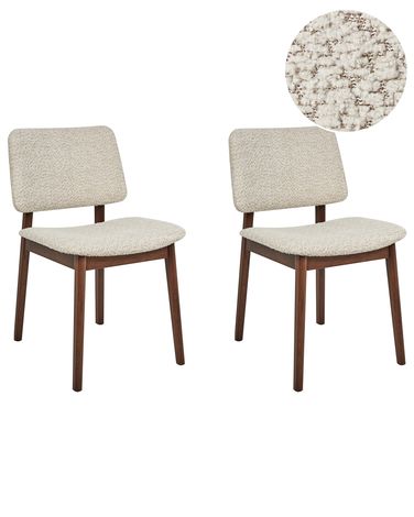 Lot de 2 chaises de salle à manger BLANE Bouclé Marron foncé/beige