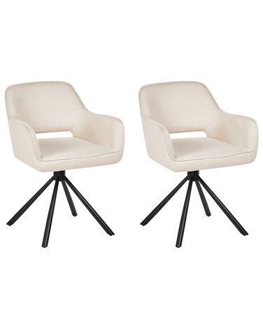 Lot de 2 chaises de salle à manger LOURES Tissu Beige clair