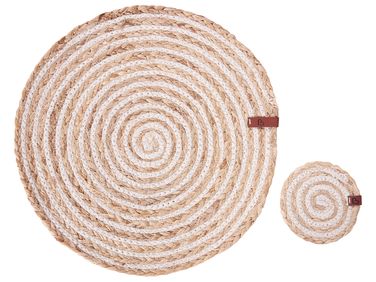 Placemats en onderzetters set QUININE Jute Natuurlijk