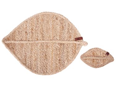 Placemats en onderzetters set PEPPERLEAF Jute Natuurlijk