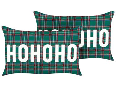 Lot de 2 coussins décoratifs JOYCANDY 30 x 50 cm Vert Motif de Noël