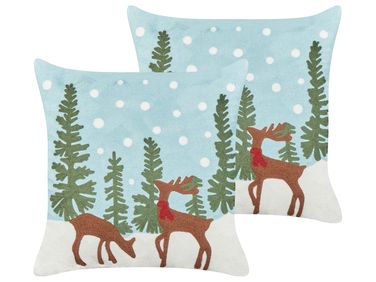 Lot de 2 coussins décoratifs PEPPERMINT Coton 45 x 45 cm Bleu clair