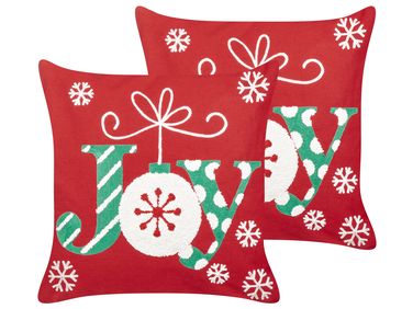 Lot de 2 coussins décoratifs GINGERBREAD Coton 45 x 45 cm Rouge Motif de Noël