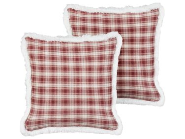 Lot de 2 coussins décoratifs BROOKIES 45 x 45 cm Rouge foncé Motif de Noël