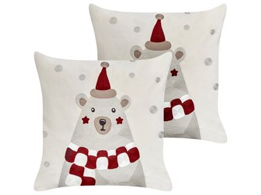 Lot de 2 coussins décoratifs JELLIES Velours 45 x 45 cm Blanc cassé