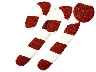 Lot de 2 coussins décoratifs CANDY CANE Bouclé 22 x 55 cm Rouge Motif de Noël