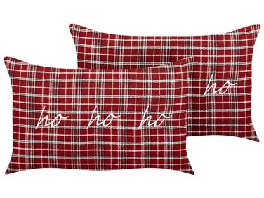 Lot de 2 coussins décoratifs MOCHI 30 x 50 cm Rouge Motif de Noël
