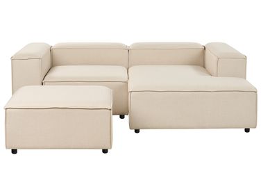Modular Corner Sofa 3 Seater ARDAL Fabric Beige with Ottoman Left Hand