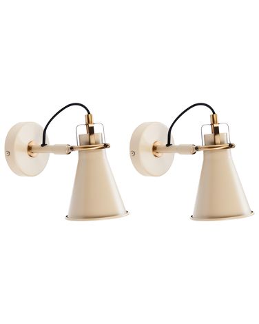 Lot de 2 lampes murales MOYOLA Réglable Métal Beige