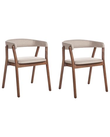 Lot de 2 chaises de salle à manger MYLO Tissu Marron foncé/beige