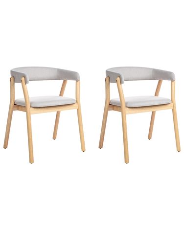 Lot de 2 chaises de salle à manger MYLO Tissu Marron clair/gris