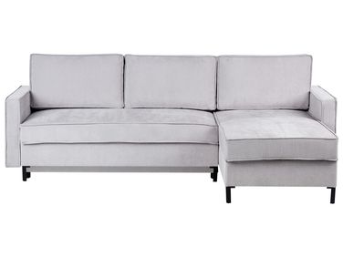 Corner Sofa Bed 3 Seater TEJN Fabric Light Grey with Storage Left Hand