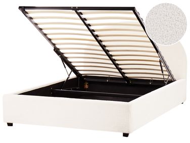 Lit ottoman Bouclé VAUCLUSE 140 x 200 cm Blanc cassé