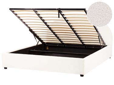 Lit ottoman Bouclé VAUCLUSE 180 x 200 cm Blanc cassé
