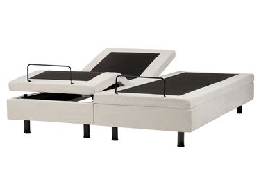 Lit réglable sans tête de lit Tissu CASTELLAN 160 x 200 cm Beige clair