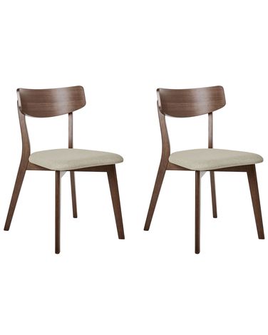 Lot de 2 chaises de salle à manger HOLLY Bois Marron/beige