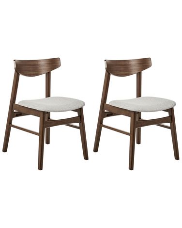 Lot de 2 chaises de salle à manger SMILEY Bois Marron/gris