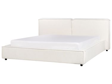 Lit avec sommier Tissu LINARDS 180 x 200 cm Blanc cassé