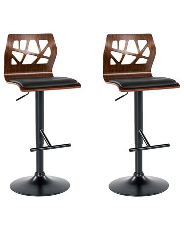 Lot de 2 chaises de bar PETERSBURG Cuir PU Noir