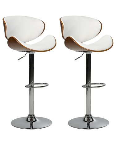 Lot de 2 chaises de bar ROTTERDAM Cuir PU Blanc