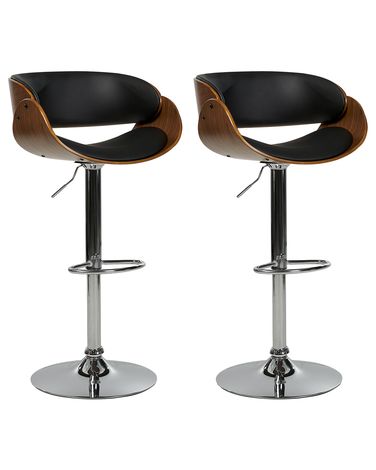 Lot de 2 chaises de bar BAKU Cuir PU Noir