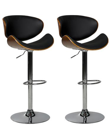 Lot de 2 chaises de bar ROTTERDAM Cuir PU Noir