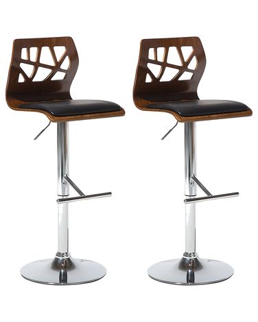 Lot de 2 chaises de bar PETERSBURG Cuir PU Noir/argenté
