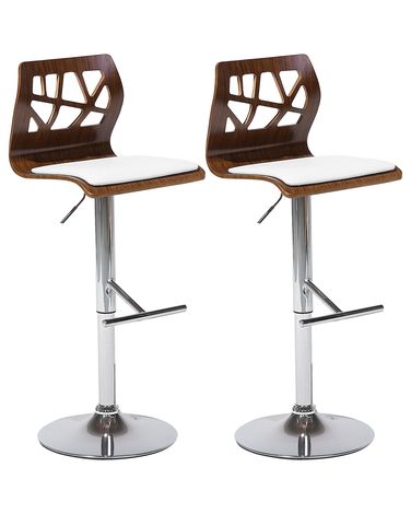 Lot de 2 chaises de bar PETERSBURG Cuir PU Blanc/argenté