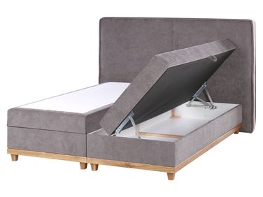 Lit boxspring avec rangement Tissu DYNASTY 160 x 200 cm Taupe