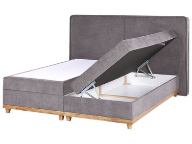 Lit boxspring avec rangement Tissu DYNASTY 180 x 200 cm Taupe