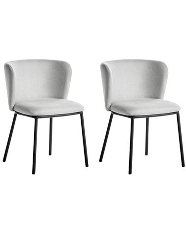 Lot de 2 chaises de salle à manger MINA Tissu Gris clair
